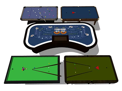 Indoor Sports Equipment With Billiard Air Hockey And Foosball Game Tables 3d model