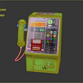 Green Public Payphone Equipment With Telephone Handset Numeric Keypad And Display Screen