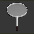 Metallic Silver Racket With Red Grip Handle Displayed On Dark Background 3d model