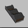 Traditional Chinese Ancient Building With Grey Tile Roof Classic Eaves And Wooden Structure