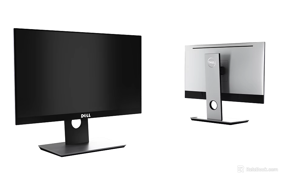 Dell Computer Monitors With Sleek Modern Design Black Silver Finish And Sturdy Stand 3d model