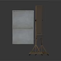 Vintage Wooden Easel With Map Papers And Old Metal Device Setup