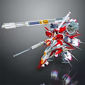 Game Movie Character Red And White Mecha With Long Rifle Mechanical Parts And Decorative Details