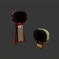 Two Computer Monitors With Wooden Stands In Different Sizes And Retro Design Elements