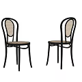 Vintage Black Metal Chairs with Wicker Backrest and Wooden Seat Design