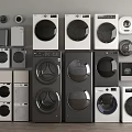 Various Modern Washing Machines in Different Colors and Styles on 3d model