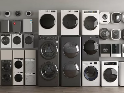 Various Modern Washing Machines in Different Colors and Styles on 3d model