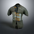 Medieval Chainmail Shirt With Metal Mesh Structure And Yellow Straps Design
