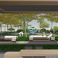 Modern Pergola Design With Green Plants Lawn And Trees In Outdoor Space