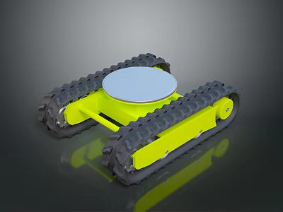 Yellow Tracked Hardware Tool With White Circular Platform And Sturdy Structure 3d model