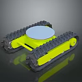 Yellow Tracked Hardware Tool With White Circular Platform And Sturdy Structure 3d model
