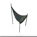 Triangle Cloth Canopy With Geometric Pattern Red Stars And Wooden Poles