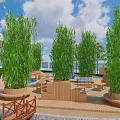 Outdoor Children's Playground With Slide Swing Trees Green Grass And Pathways