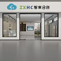 Modern Showroom Interior With Cabinets Display Shelves TV Screen Bookshelves And Marble Floor