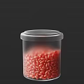 Clear Ceramic Jar With Silver Lid Filled With Red Granules Against Dark Background 3d model