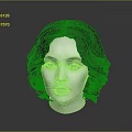 Realistic 3D Female Character Head With Black Curly Hair And Green Eyes