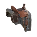 Traditional Brown Leather Saddle With Roll And Straps For Equestrian Sports Equipment