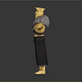 Golden Armored Character With Black Cloak And Detailed Design Standing Pose