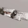 Decorative Cushions With Butterfly Bamboo And Bird Patterns In Neutral Tones 3d model