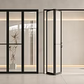 Modern Interior Folding Glass Doors With Black Frames For Open Space