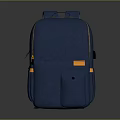 Blue Daily Use Backpack With Orange Accents And Practical Pockets
