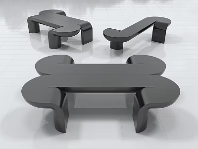 Public Chairs Modern Design With Curved Lines And Black Sleek Contemporary Style 3d model