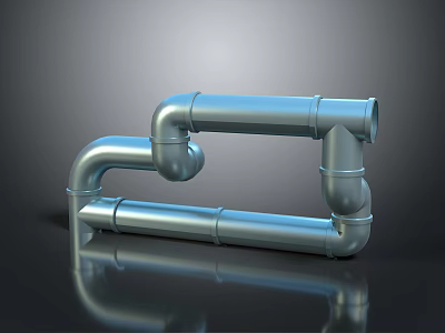 Silver Stainless Steel Pipes As Household Supplies With Interconnected Frame And Smooth Reflective Finish 3d model