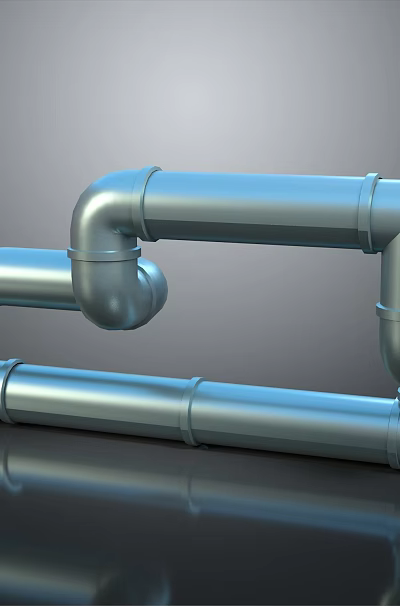 Silver Stainless Steel Pipes As Household Supplies With Interconnected Frame And Smooth Reflective Finish 3d model