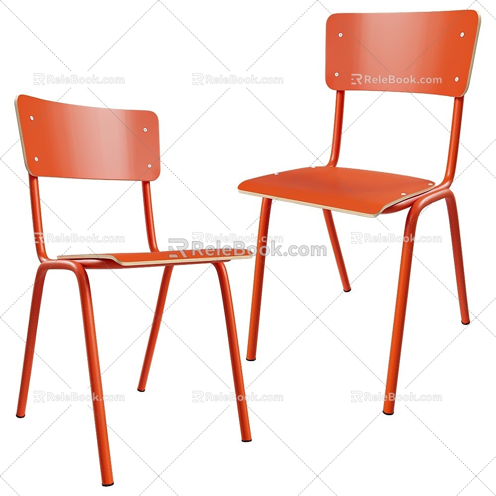 Orange Modern Orange Red Single Chair 18 3d model