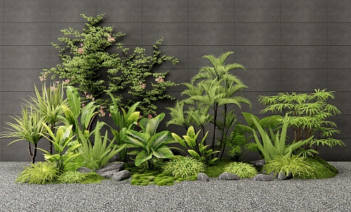 Modern Plant Combination Flower Border Plants Pile Flowers and Grasses Moss Landscape Indoor Plants Landscaping Stone 3d model