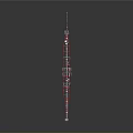 Red And White Tall Communication Tower With Antenna On Top And Multi Layer Design