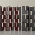 Modern Geometric Room Divider with Red and Black Square Panels for Interior Decor 3d model