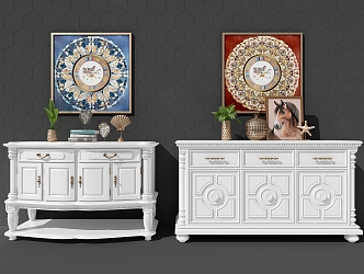 European-style side cabinet combination 3d model