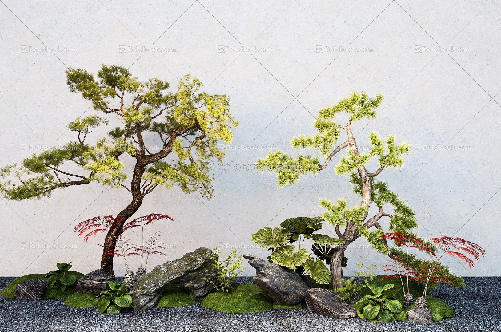 Pine Tree Styling Tree Landscape Stone Micro Terrain Landscape Tree model