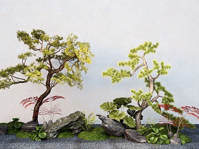 Pine Tree Styling Tree Landscape Stone Micro Terrain Landscape Tree model