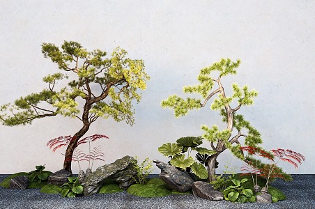 Pine Tree Styling Tree Landscape Stone Micro Terrain Landscape Tree 3d model