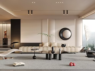 Modern Living Room Italian Minimalist 3d model