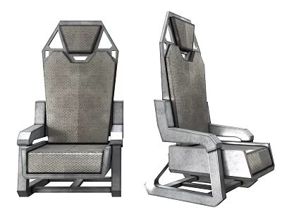 Industrial Style Modern Single Chair With Metal Frame Mesh Backrest And Armrests 3d model