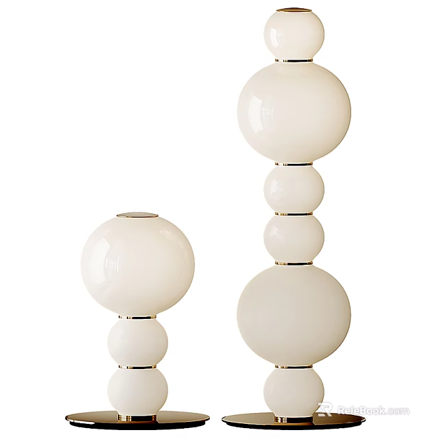Modern White Spherical Floor Lamps With Stacked Globe Design For Home Decor 3d model 