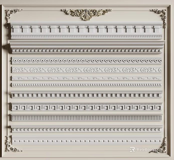 Decorative Gypsum Moldings With Various Elegant Patterns For Home Interior Design 3d model