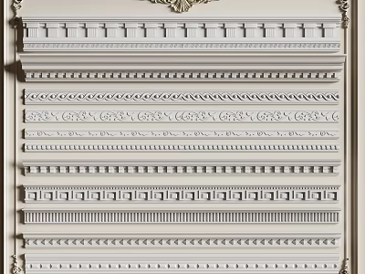 Decorative Gypsum Moldings With Various Elegant Patterns For Home Interior Design 3d model