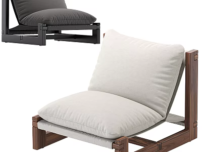 Modern Single Sofa Featuring Light Gray Cushion Wooden Frame And Dark Gray Option 3d model