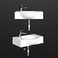 Modern White Washbasin With Sleek Countertop And Chrome Faucet Design