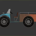 Blue And Orange Off Road Vehicle With Large Tires And Metal Railings