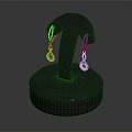 Elegant Gold Diamond Earrings on Gray Round Base Jewelry Display Stand