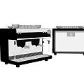 Modern Black Silver Kitchen Coffee Machine With Double Spout And Storage Cabinet