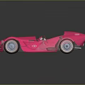 Pink Sports Car Model with Open Top Design and Detailed Interior on Reflective Black Surface