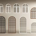 Various Styles Of French Windows With Arched Designs And Grid Glass In Different Colors