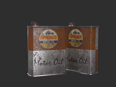 Industrial Equipment Superior Motor Oil Metal Cans With Vintage Label And Industrial Design 3d model