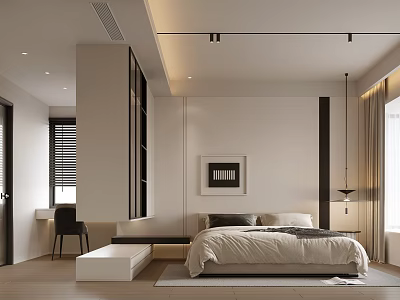 Modern Kids Bedroom With Minimalist Design And Storage 3d model